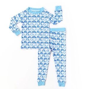 Little Sleepies Bamboo Pajama Set- Blue and White Rainbows